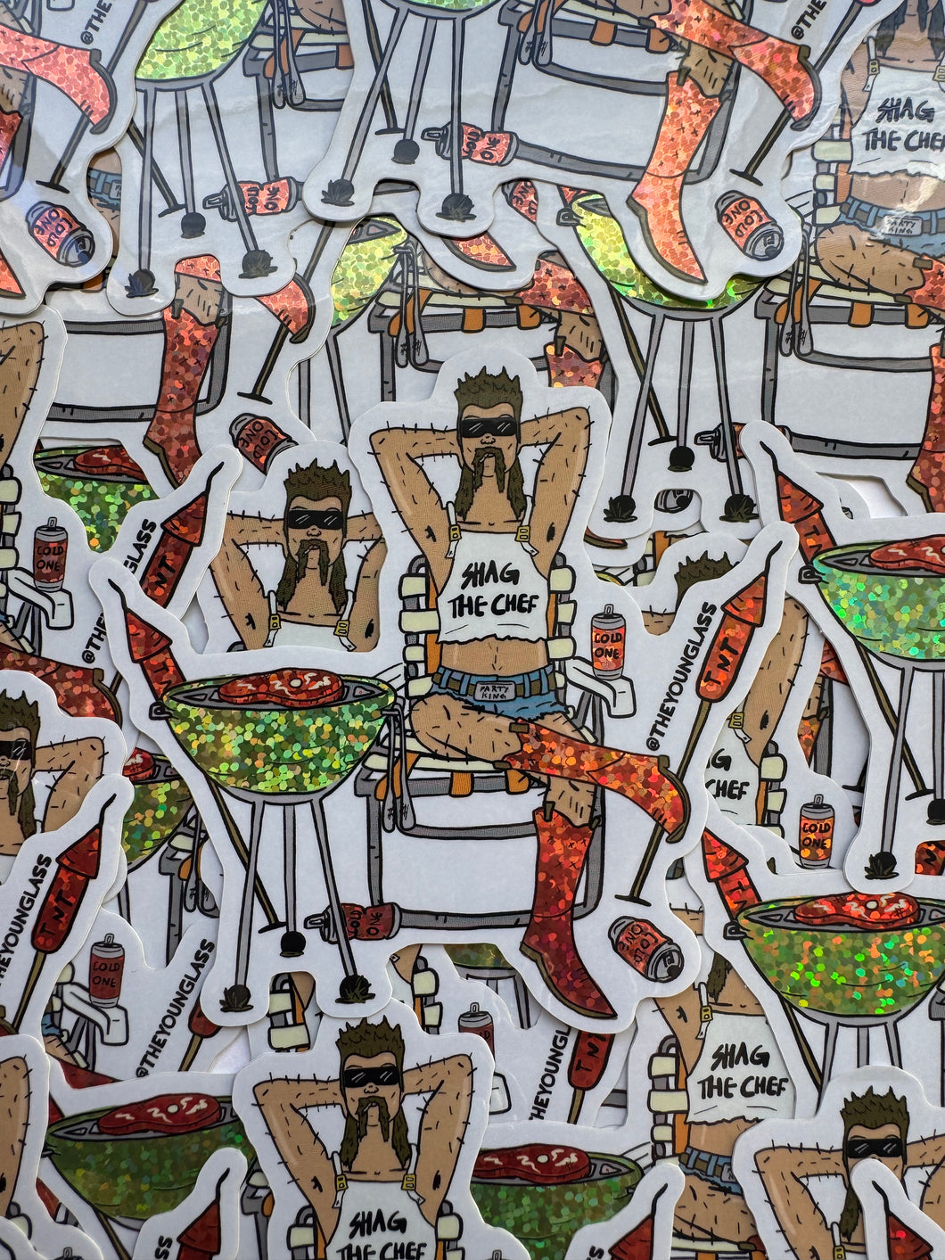 BBQ Russ Glitter Sticker